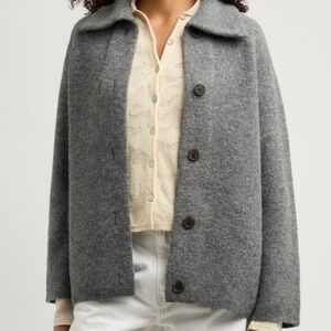 Vince Brushed Wool-Blend Cardigan Gray Relaxed Fit Pockets XS $565 Retail VGUC